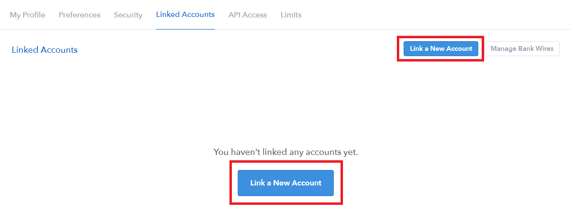 coinbase link new account
